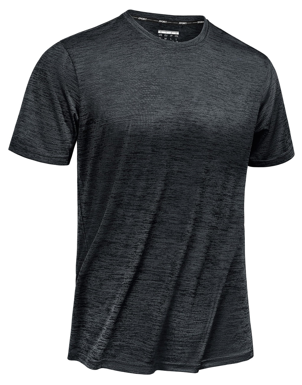 TACVASEN Tee Shirts for Men Athletic Shirt Jogging Shirt Workout Shirts Fitness T Shirts for Men Quick Dry Tee Shirt Crew Neck Black Muscle Shirts